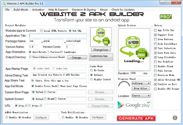 Website 2 APK Builder Pro网站生成app工具 v3.4 中文版
