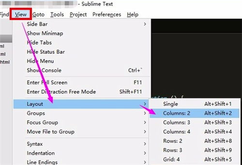 Sublime Text关闭分屏截图2